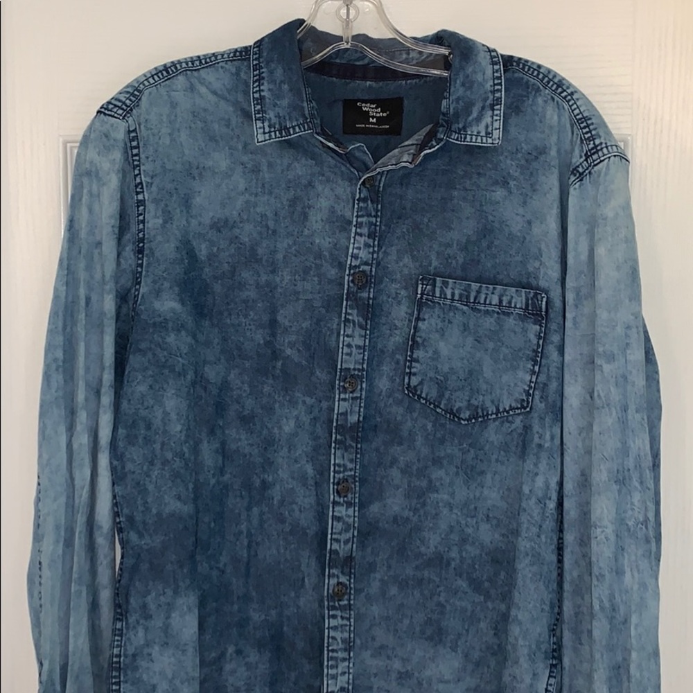 Acid Wash Denim Button Up